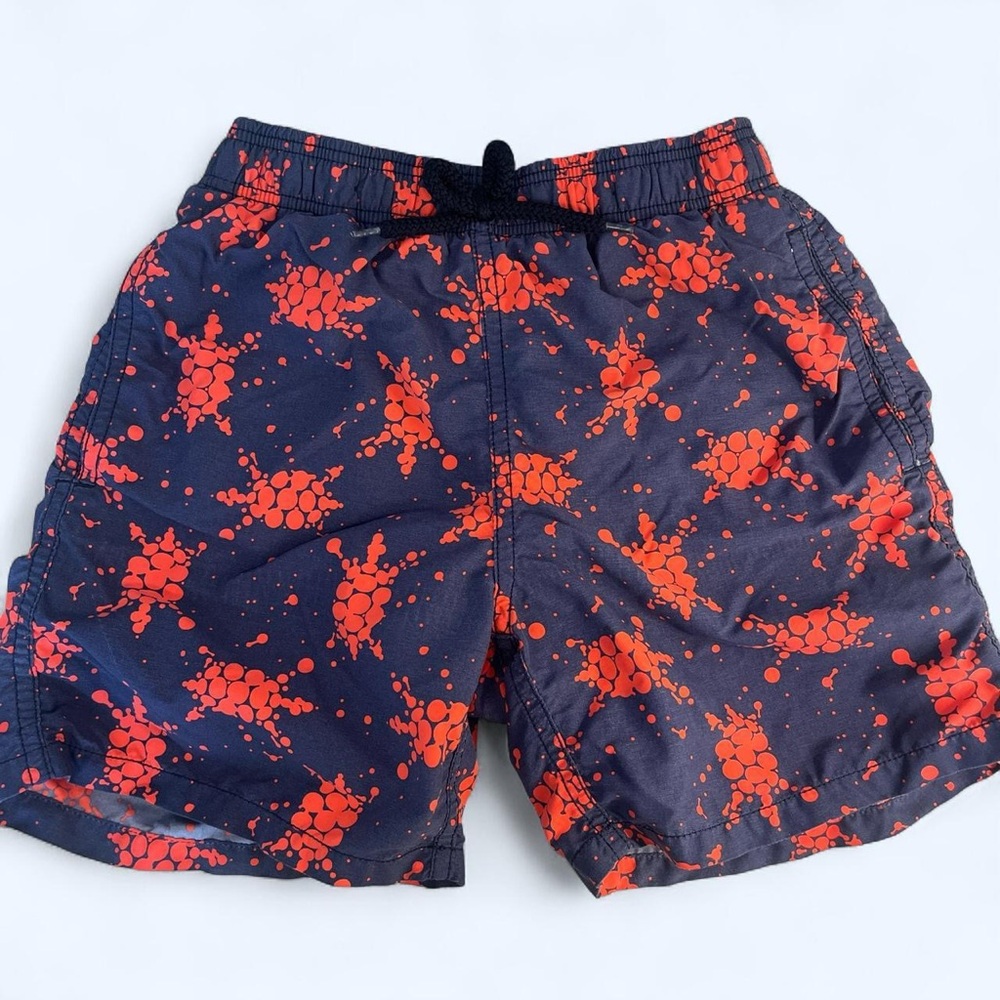 Vilebrequin red and blue turtle print swim trunks